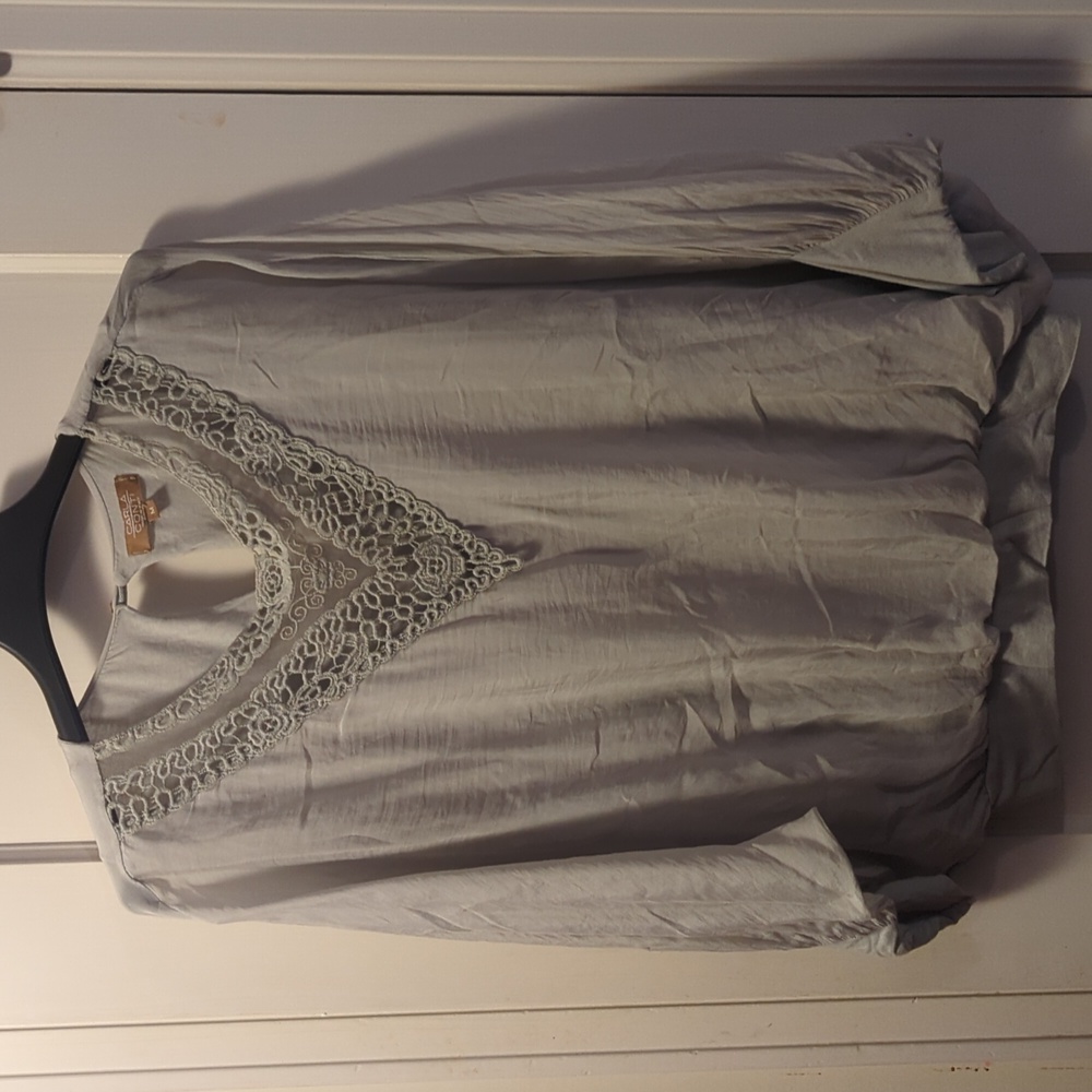 Carla Conti Grey Silk Blouse Sz M
